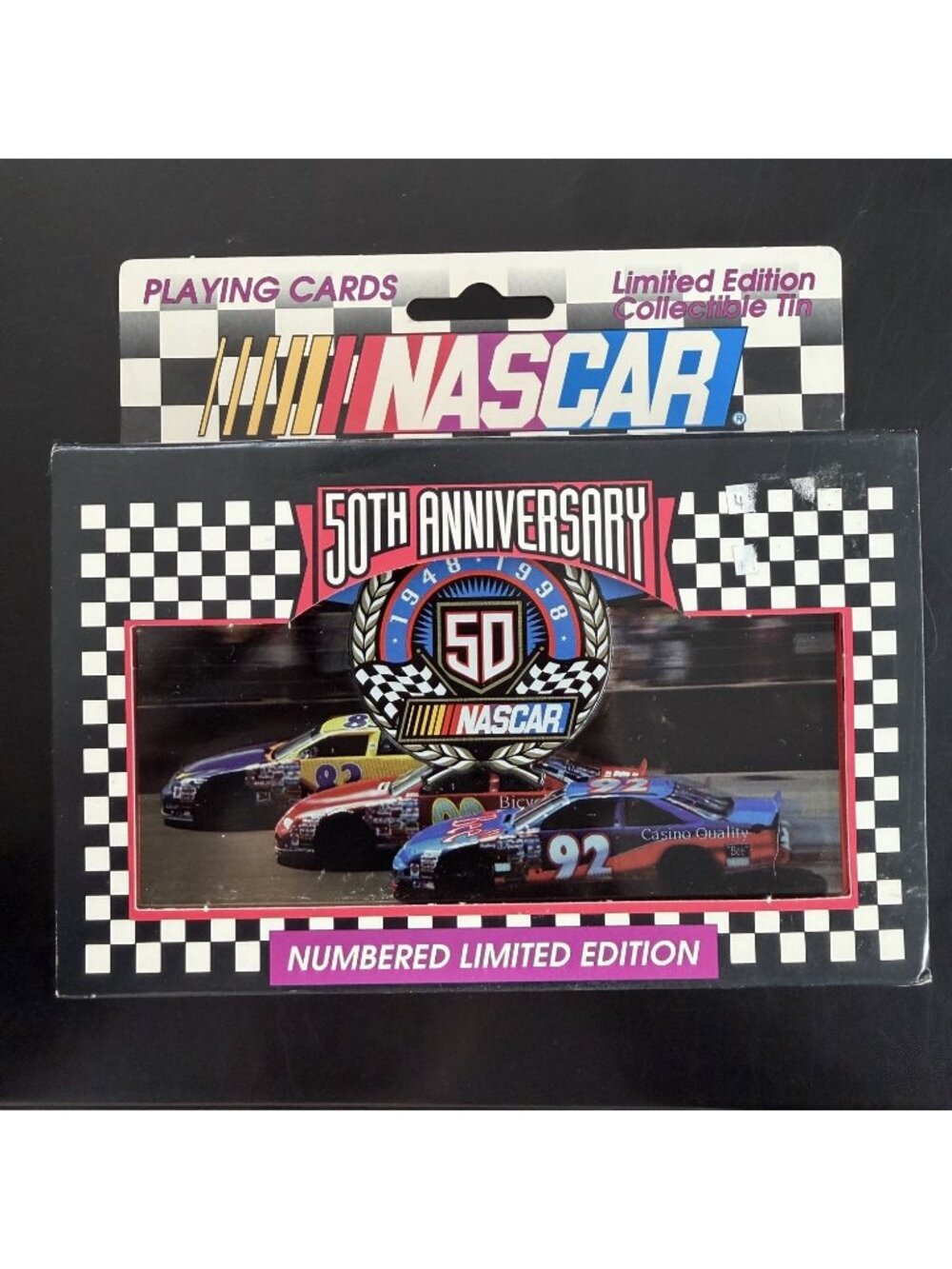 NASCAR 50th Anniversary 1998 Limited Edition 2 Decks Playing Cards Collector Tin